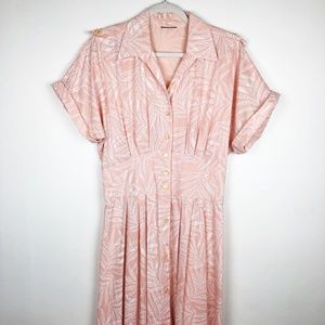 VTG 80's Peach & White Leafy Dress